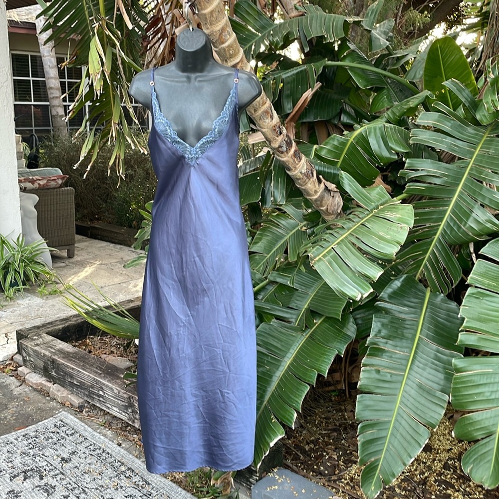 , lace, trim satin nightgown or slip dress